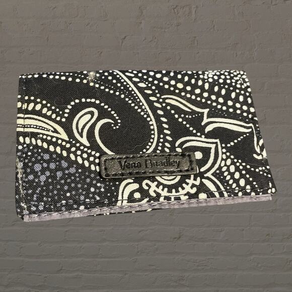Vera Bradley Mini Card Case Stellar Paisley 29860 ID Wallet Black White NWT New - Picture 7 of 7